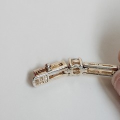 Vintage Gold Tone Sterling Silver CZ Open Chain Link Bracelet 7″