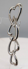 Vintage Monet Silver Tone 4 Interlocking Hearts Brooch 3.5 Inches Long