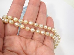 Vintage AKOYA Cultured PEARL Hand-knotted NECKLACE 6mm Sterling Silver 17.75″