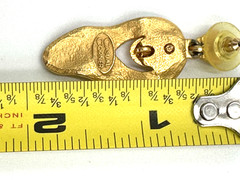 Casual Corner Dangle Pierced Earrings Brushed Shiny Gold Tone Door Knocker Drop