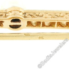 Antique Edwardian French Gold & Platinum 0.80ct Diamond Pearl Bar Pin Brooch