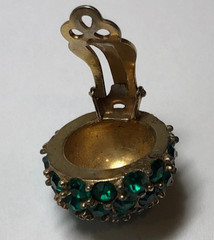 VTG JOSEPH MAZER JOMAZ rhinestone Green SINGLE Earring CLIP-ON SIGNED