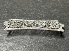 ANTIQUE? SILVER TONE FILAGREE BROOCH N611
