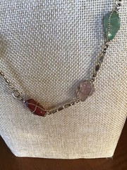 Stunning and Unique Vintage Gold Tone Wire Caged Multi Gemstone Necklace