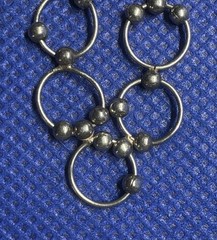 K02 KC 1960s Vintage 925 Sterling Silver Bracelet 8” 20cm Anklet Balls & Rings
