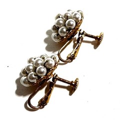 Vintage Hobe Faux Pearl Cluster Earrings Combo Clip On Screw Back Old Money