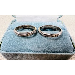 Vintage Sterling Silver Navajo Style Stacking Ring Bands Set of 2 Size 5