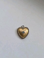 Victorian GF Puffy Heart Pendant with a small Opal Monogram Anna