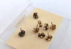 Vintage Clear Blue Red & Green Rhinestone Stud Pierced Earrings 2.5mm in Card