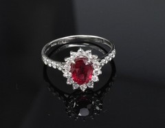 Fine 1.31ct AIGS GIA Pigeon Blood Ruby 0.46ct Diamond Platinum Ring Size 7
