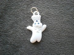 Pillsbury Doughboy Vintage White Enamel Metal Bracelet Charm Pendant 3.1g