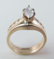 Vintage 14k Yellow Gold 9 Stone Diamond .66ctw Wedding Set Lady’s Ring Size 4.5