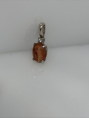 Vintage 925 Sterling Silver Oval Sunstone Pendant 7BB