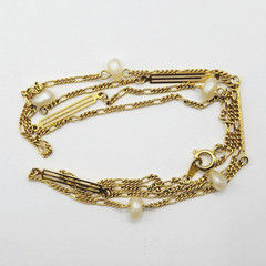 Freshwater Pearl Multi Style Link Gold Tone Chain Vtg Station Necklace 24 Inch