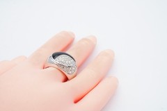 Vintage Sterling Silver 925 Black Onyx CZ Ring Size 7.5