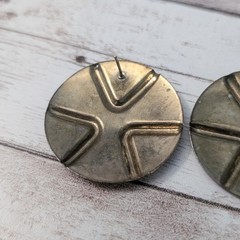 Vintage Stud Earrings For Pierced Ears Retro Circular Extra Large