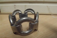 RARE VINTAGE BEN AMUN MODERNIST 7 1/2″ BY 1 1/2″ LINKS ALLOY METAL BRACELET