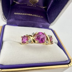 VTG Ross Simons Ruby Gold Vermeil 925 Sterling Silver Cluster Ring SZ8 Read