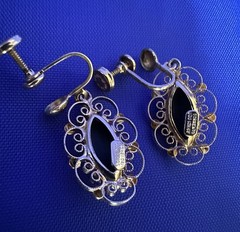 Vintage Sorrento 12k GF Marques Black Onyx Necklace Earring Set