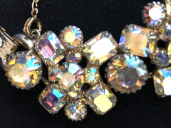 VINTAGE JULIANA AB RHINESTONES /GOLD TONE 5 LINK BRACELET AND EARRINGS SET