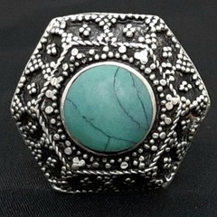 Vintage 2.50ctw Blue Turquoise Silver Ring Size 7.5