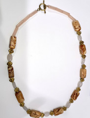 OOAK Rose Quartz Natural Stone Artisan 18″ Mix Necklace Semiprecious Harvest