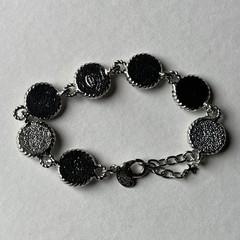 Vintage Kirk’s Folly Rare Retired Seaview Moon 7 Panel Silver Tone Link Bracelet