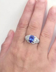 Pear Cut Blue 2.24CT Tanzanite With 0.66CT Shiny White CZ Best Engagement Ring
