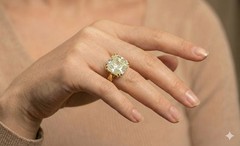 14k Yellow Gold Engagement ring 21.18ct. Natural Cushion Light Yellow Diamond