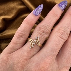 Vintage 1990s Diamond 14k Yellow Gold Open Split Ring Size 5.5