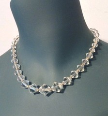 Antique Faceted Graduated Crystal Necklace W/Gold Filled Clasp&Spacer Beads