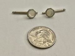 Antique Victorian Edwardian Silvertone Mother of Pearl Cufflink Stud Button