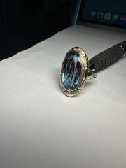 RARE VINTAGE 1930s UNCAS 14K TRI-COLOR GOLD BLUE SPINEL COCKTAIL RING 4.78 g