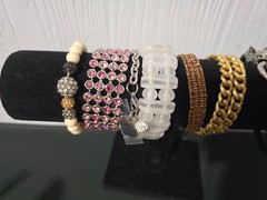 Mixed Lot of 18 Multicolor Bracelets Bangles Cuffs Mixed Metals Materials (18)