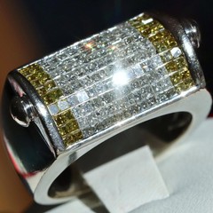 14k w/gold sz 10 ring 1.75ct natural & treated diamond invisible set 15.5gr C-73