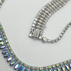 VTG B. David Blue Green Aurora Borealis Rhinestone Choker Necklace & Bracelet