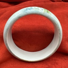 Vtg Floral Handpainted Porcelain Bracelet Cuff. Signed ISA. See pics.
