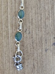 Vintage 1/20 12k Gold Filled & Green Stones Link Bracelet 6-3/4 Inches
