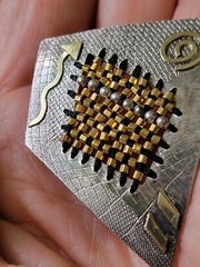 VTG SHARON M. DONOVAN MICHIGAN EARRINGS & PIN 14KT GOLD STERLING AWESOME DESIGN