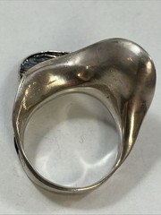 Brutalist Contemporary Sterling Silver Flowing Wave Silhouette Ring Size 10