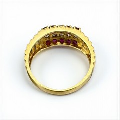 Vintage 18K Yellow Gold 0.60ctw Natural Ruby & Old European Cut CZ Ring Size 6.5