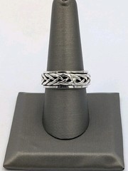 Vtg 925 Sterling Silver Braided Spinner Ring Size 8.75 Unisex Fidget Worry Band