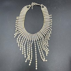 Vintage Rhinestone Tassel Necklace Fringe Bib Statement Jewelry
