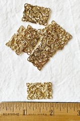 Jewelry Stamping – French raw brass connector w/14K gold plate – 15 pcs.