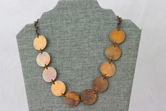 Copper Disc Necklace & Feather/Shield Enameled Copper Earrings LOT