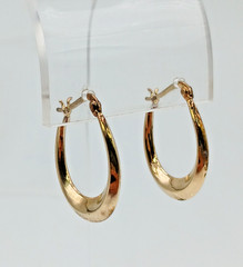 VTG 925 Oval Hoop Earrings 1in Drop Gold Vermeil on Sterling Silver 2.5g Estate