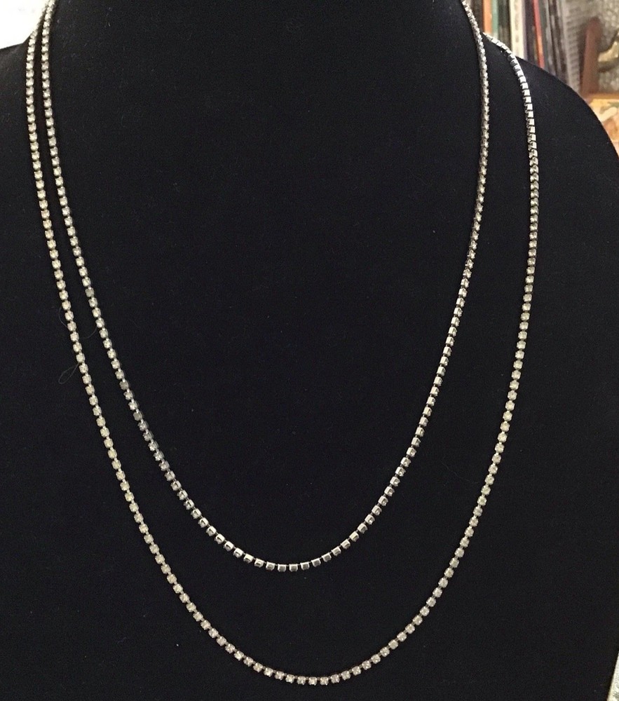Vintage Les Bernard Rhinestone Necklace Chains