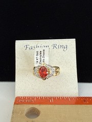 Vintage Ring Cubic Zirconia Garnet Ruby 14k Gold Electroplate Size 7 NOS