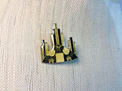 VTG Enamel Art Deco Black Skyscraper Brooch w/ Barrel Clasp -Pierre Bex Style!