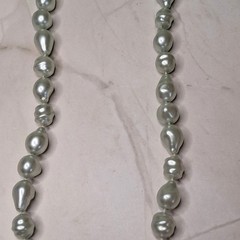 Baroque Pearl Necklace Irregular Iridescent Light Green Faux Pearl Beads Vintage
